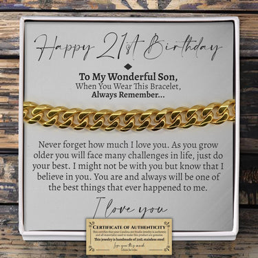 Son 21st Birthday Classic Cuban Bracelet - Love You This Much